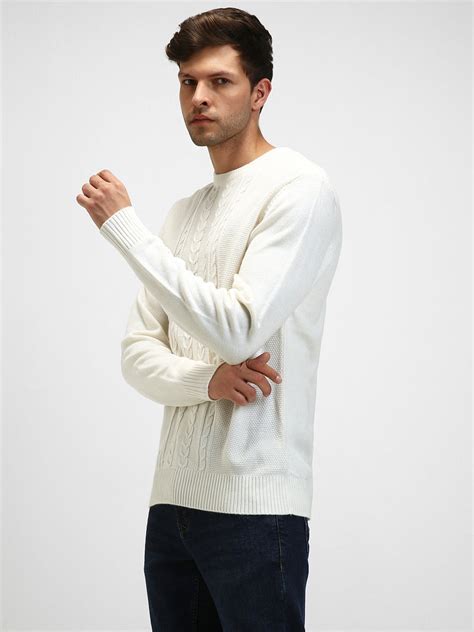 Men's Cable Knit Self Design Ribbed Acrylic Pullover Sweater – DENNIS LINGO