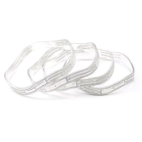Indian Style Real Sterling Silver Women Bangles Bracelet (Kangan ...