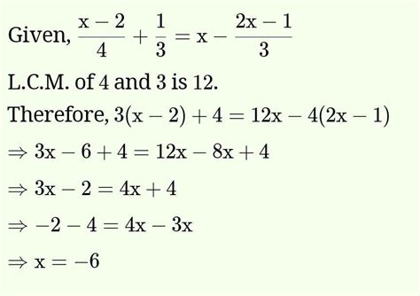 Solve the equation and find the value of x:- 2(x-1) – 3(x-2) = 4 (x-3 ...