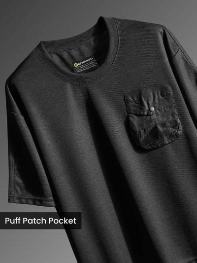 Buy Black Puff Patch Pocket Oversized T-Shirt for Men Online in India ...