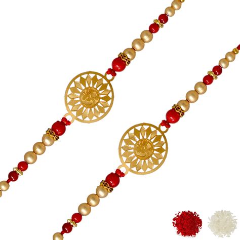 OM Design Gold Bracelet Combo of 2 Rakhi - Rakhi for Brother/Kids ...