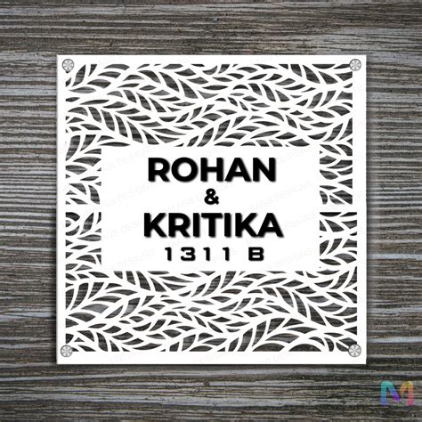 Blooming Square Name Plate | Custom Name Plates for Home – MAAGS DESIGNS
