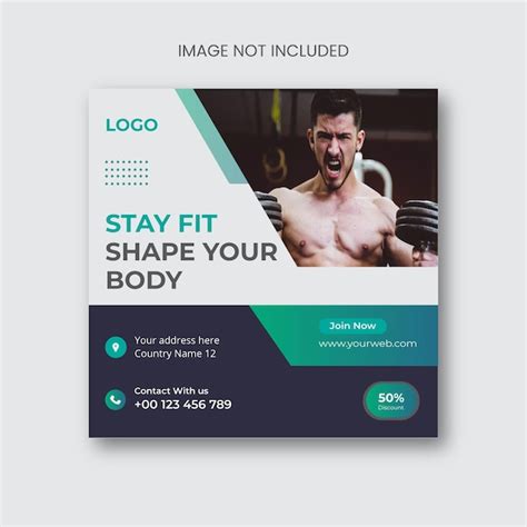 Fitness or gym social media post or banner design | Premium Vector