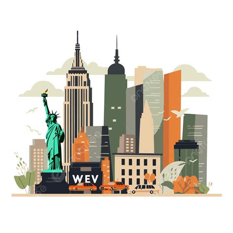 Ny Clipart New York City Dengan Latar Belakang Putih Kartun Ilustrasi ...