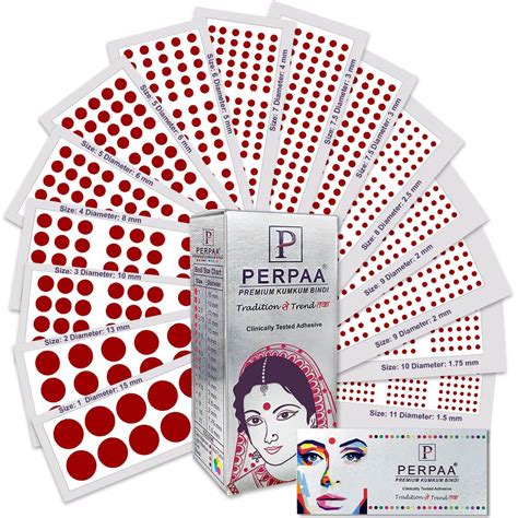 PERPAA Premium Velvet Sticker Kumkum Bindi Box of 15 Flaps with ...