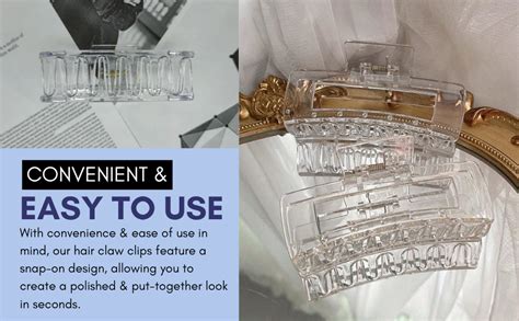 Transparent White Hair Claw Clips Geomatric Shape Rectangular Clutcher ...