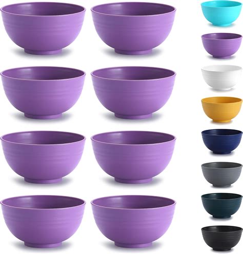 Amazon.com | Kyraton Plastic Cereal Bowls 8 Pieces 26 oz, Unbreakable ...