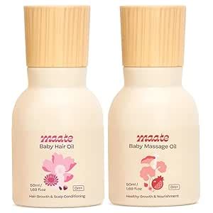 Maate Baby Massage & Hair Oil Combo 50 ml Each | With Coconut, Almond ...