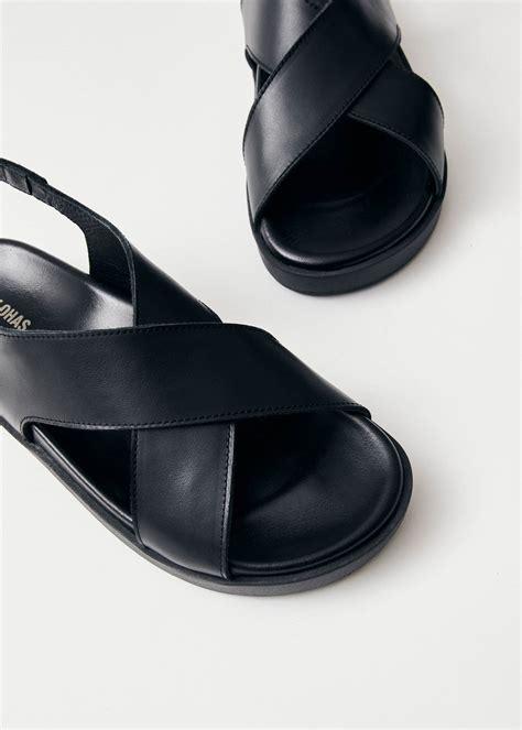 Nico Black Leather Sandals | ALOHAS