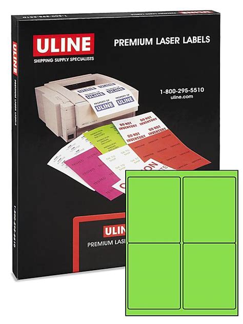Uline Laser Labels - Fluorescent, 4 x 5" S-3849 - ULINE