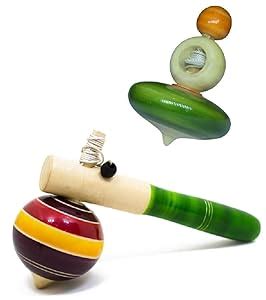 Buy WudCraft Wooden Desi Spinning Toy, Lattu, Buguri, Toy for Kids ...
