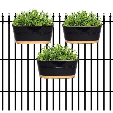 ecofynd Aurelia Metal Railing Planter, Balcony Pots and Plants Hanging ...