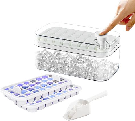 Amazon.com: Ice Cube Tray with Lid and Bin for Freezer 2 Pack Small Ice ...