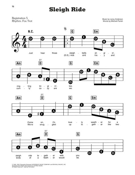 Sleigh Ride by Leroy Anderson Sheet Music for E-Z Play Today at Sheet ...