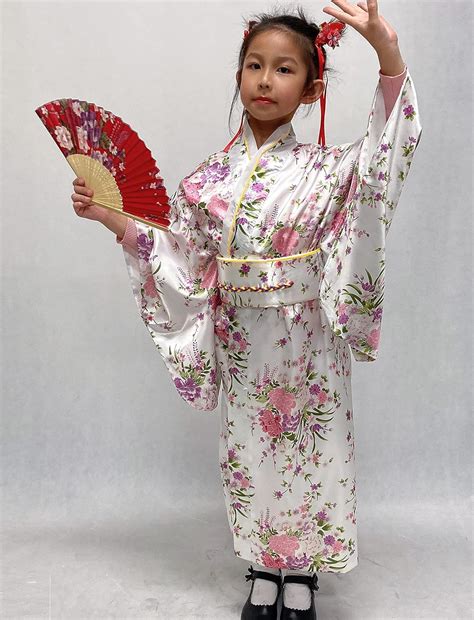 Buy Japanese Traditional Dress Kimono Robe for Kids Girls Costume ...