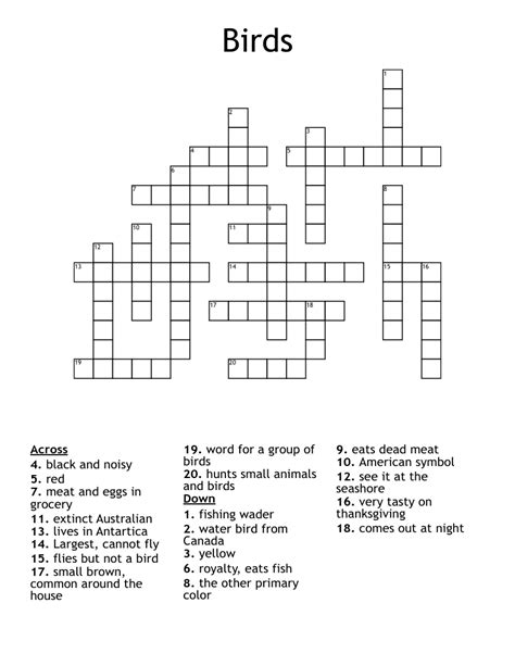 Big Extinct Bird Crossword - prntbl.concejomunicipaldechinu.gov.co