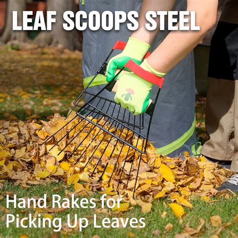 Hortem Leaf Scoops Steel, Leaf Claws Hand Rakes for Picking Up Leaves, Garden Large Leaf Grabber ...