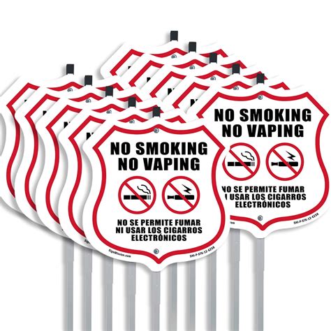 No Smoking No Vaping Bilingual English / Spanish (10 Pack) 12 inch X 12 ...