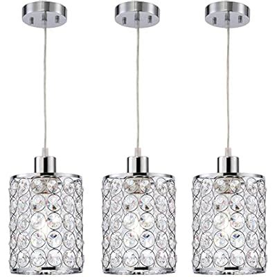 Cuaulans 3 Pack Crystal Pendant Light, Modern Chrome Kitchen India | Ubuy
