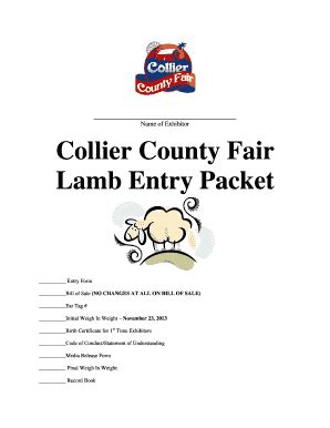 Fillable Online Collier County Fair Lamb Entry Packet - Collier Fair ...