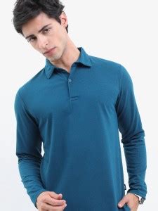 HIGHLANDER Solid Men Polo Neck Blue T-Shirt - Buy HIGHLANDER Solid Men ...