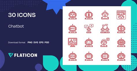 Chatbot Icon Pack | Red | 30 .SVG Icons