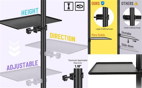 BROLAVIYA Microphone Stand Shelf Adjustable Metal Tray Holder