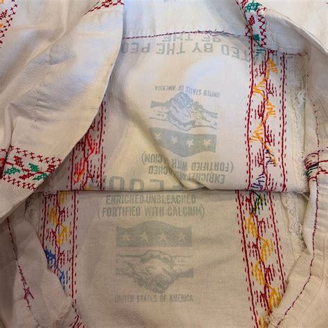 vintage feed sack hand embroidery cotton dress | JERRYZ