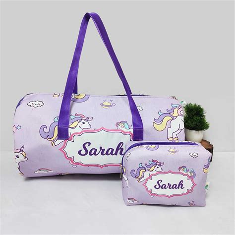 Personalised Kids Unicorn Duffle Bag & Box Pouch Combo Gift Set