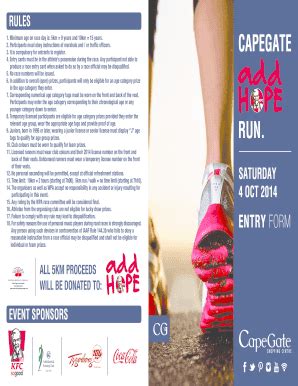 Fillable Online To Download an Entry Form - Cape Gate Fax Email Print ...