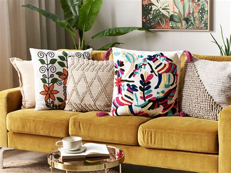 Dekokissen 2er Set VELLORE Baumwolle 50 x 50 cm Bunt Blumenmuster ...