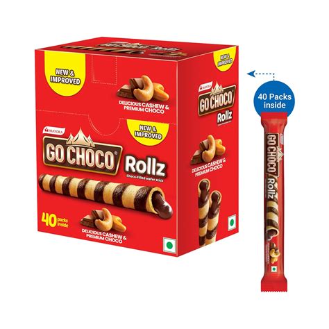GOCHOCO Weelz Go Chocolate Rollz-Choco Filled Wafer Stick Pack Of 2(40 ...