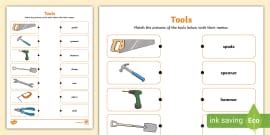 Tools Words and Pictures Matching Cards