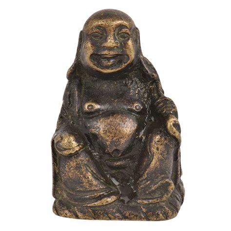 Brass Laughing Buddha Statue Sitting On Throne For Home Decoration