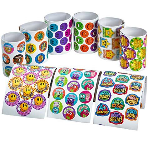 Buy Kicko Mini Reward Stickers Assortment - 9 Rolls, 900 Stickers Total ...