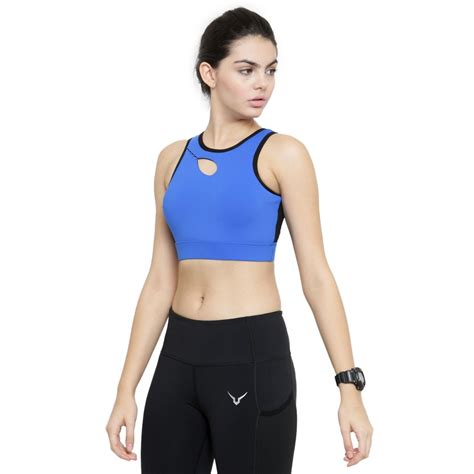 Buy INVINCIBLE Royal Blue Womens Front Hole Sports Bra Online