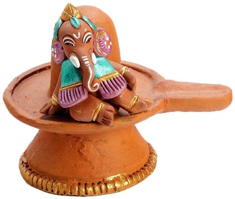 Buy Aapno Rajasthan Terracotta Shivling Ganesh (Mud Brown, Product ...