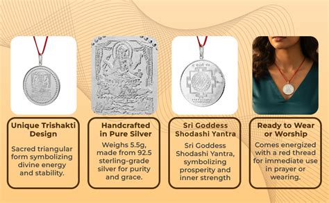 Trishakti Shree Sri Goddess Shodashi Yantra Pendant In Pure Sterling ...