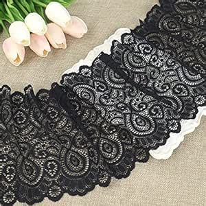 ZNZAKKA Black Floral Lace Trim, Stretch Elastic Lace Ribbon Trim, Wide ...