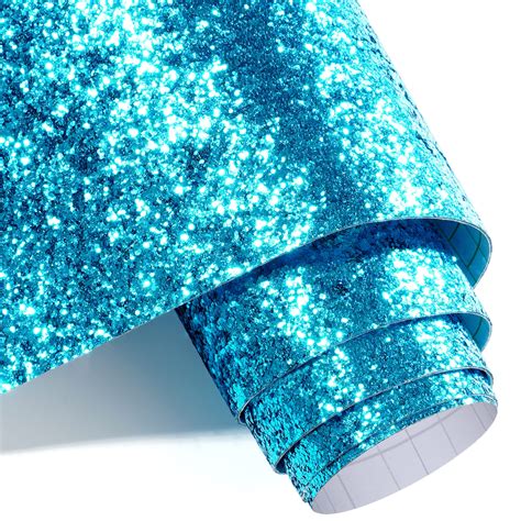Buy Decotalk 354"x17.7" Glitter Wallpaper Blue Wallpaper Peel and Stick ...
