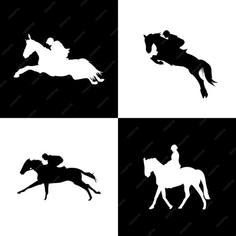 Premium Vector | Silhouette of people riding horse