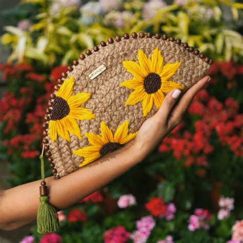 Buy Sunflower Meadow Half Moon Clutch bag Online – Dhaaga Life