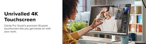 ALOGIC Clarity Pro Touch 27” 4K Touchscreen Monitor w/ 8MP Retractable ...