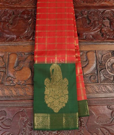 Buy Red Kanjivaram Silk Saree T538646