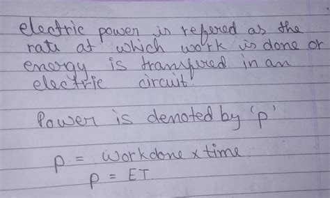 Define electric power. Write an expression relating electric power ...
