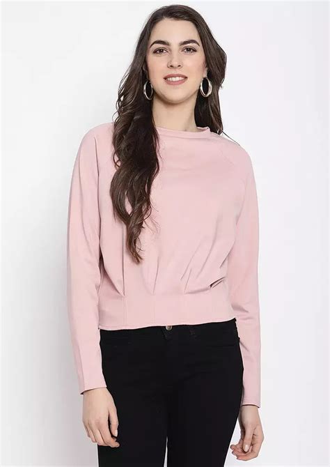 Round Neck Pleated Crop Top - IKI CHIC