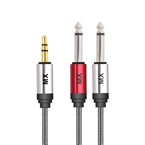 MX 3.5 mm 1/8 TRS to Dual 6.35 mm 1/4 TS Mono Breakout Cable Y Spitter ...