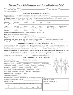 Care Of Older Adults Assessment Form Medicare - Fill and Sign Printable ...