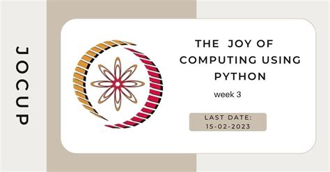 The Joy Of Computing Using Python Week 3 Assignment 2023