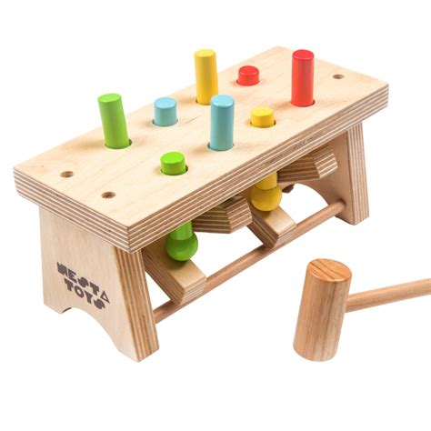 Pounding Bench Wooden Toy with Hammer | Montessori Toys – nestatoys